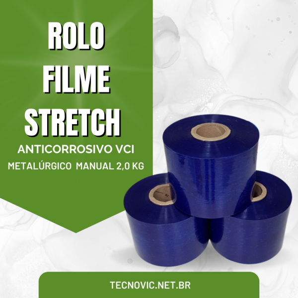 Rolo Filme Stretch VCI Metalúrgico Anticorrosivo - Manual 2,0 KG