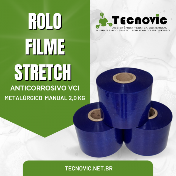 Rolo Filme Stretch VCI Metalúrgico Anticorrosivo - Manual 2,0 KG