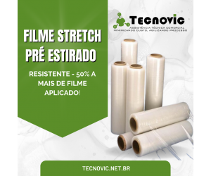 Filme Stretch Pré Estirado Resistente - 50% a mais de Filme Aplicado
