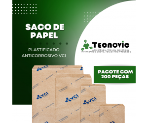 Saco de Papel Plastificado Anticorrosivo VCI - Pacote com 200 peças