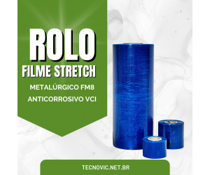 Rolo de Filme Stretch Metalúrgico Anticorrosivo VCI - 10 e 20 KG