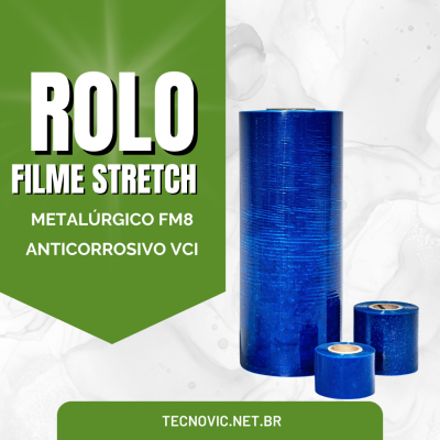 Rolo de Filme Stretch Metalúrgico Anticorrosivo VCI - 10 e 20 KG